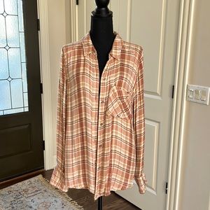 Free People plaid flannel button down